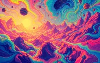 Buy LSD online and explore vibrant psychedelic art showcasing surreal landscapes and cosmic elements.