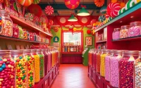 Shop for the sweetest treats at a candy store near me, showcasing colorful jars of assorted candies.