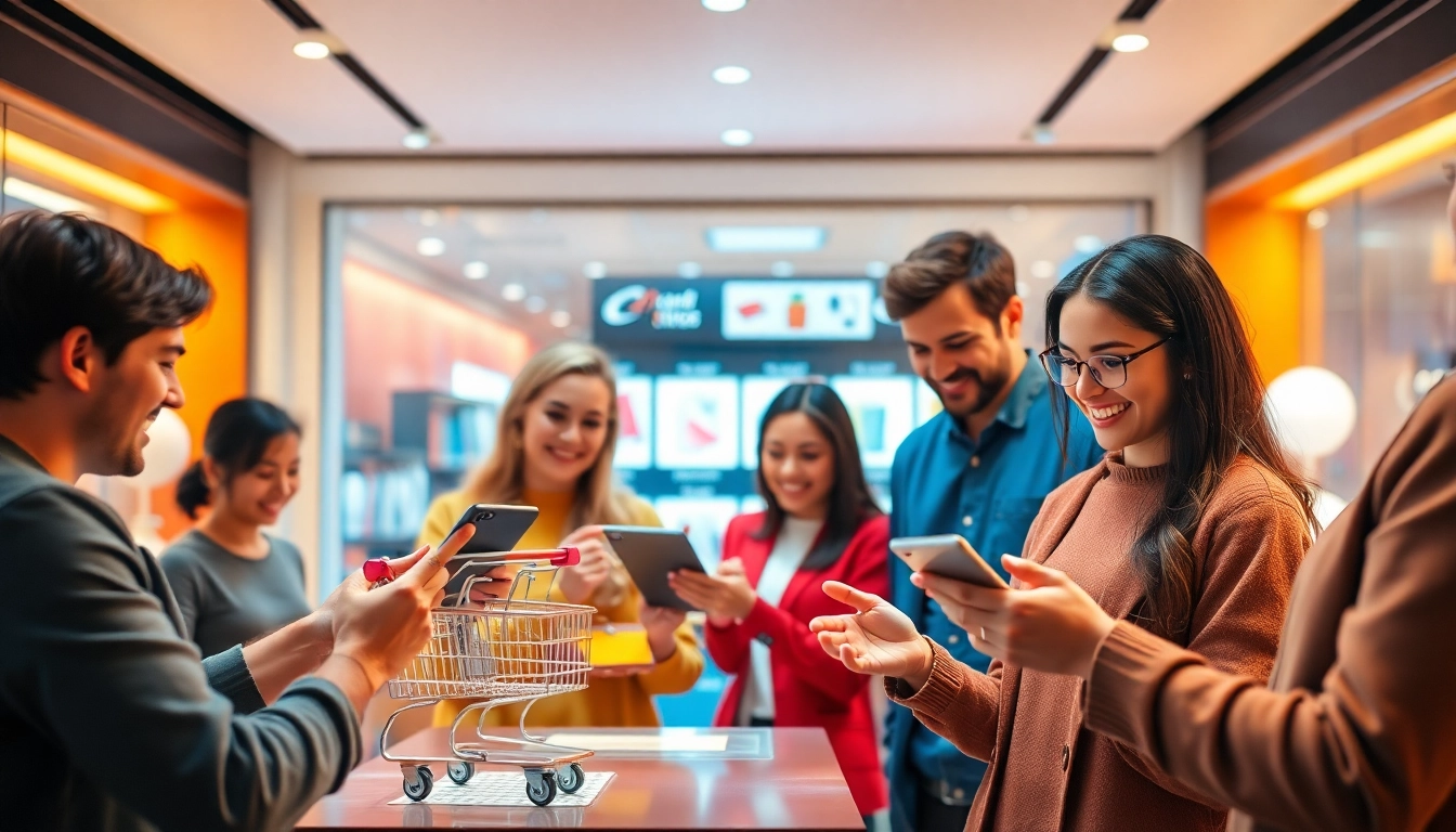 Experience เว็บตรง as customers interact with an engaging online shopping interface filled with vibrant products.