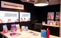 Promoting werbung pflegedienst with engaging marketing materials and promotional gifts on a vibrant desk.