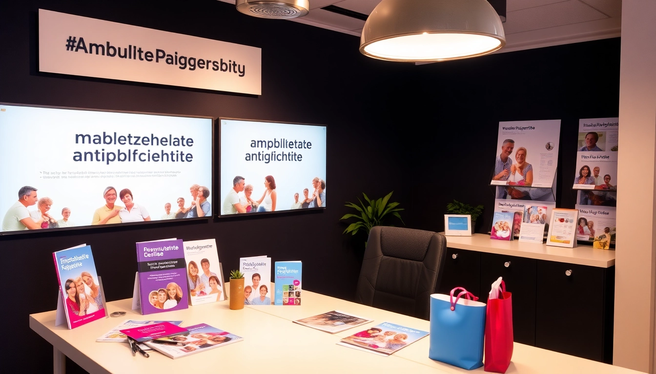 Promoting werbung pflegedienst with engaging marketing materials and promotional gifts on a vibrant desk.