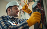 Professional electrician providing urgent Elektriker Notdienst services by fixing electrical issues.