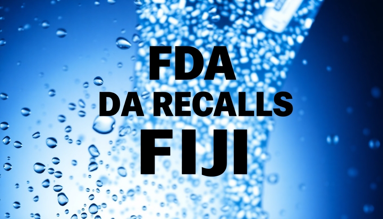 Informative notice on FDA recalls Fiji Water due to contamination concerns, featuring a striking design.