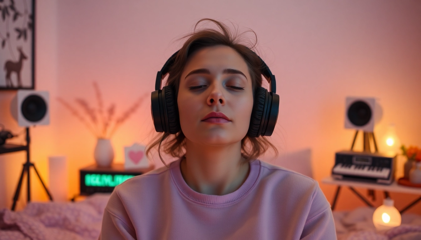Person experiencing ASMR sensations with soothing audio in a tranquil setting.