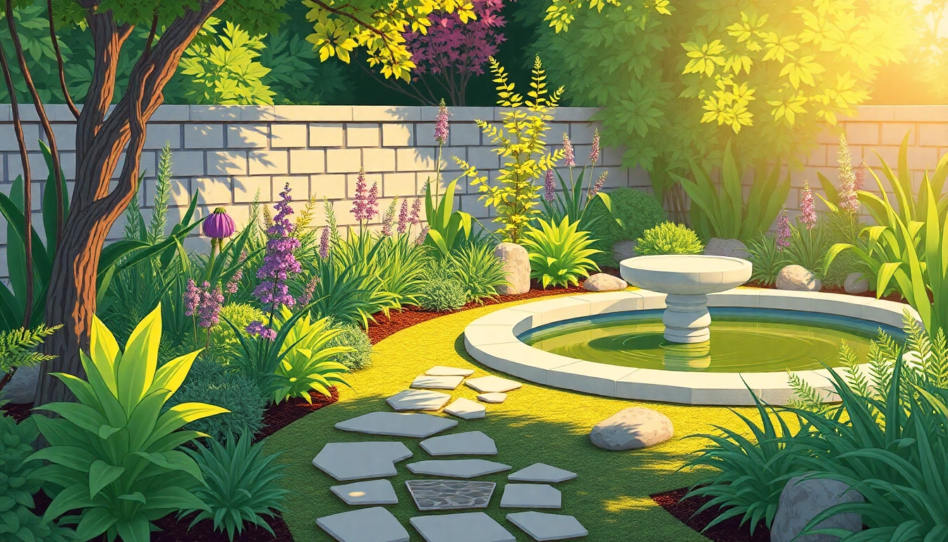 Enhance your outdoor space with our personalized landscape design service featuring diverse plants and serene water features.