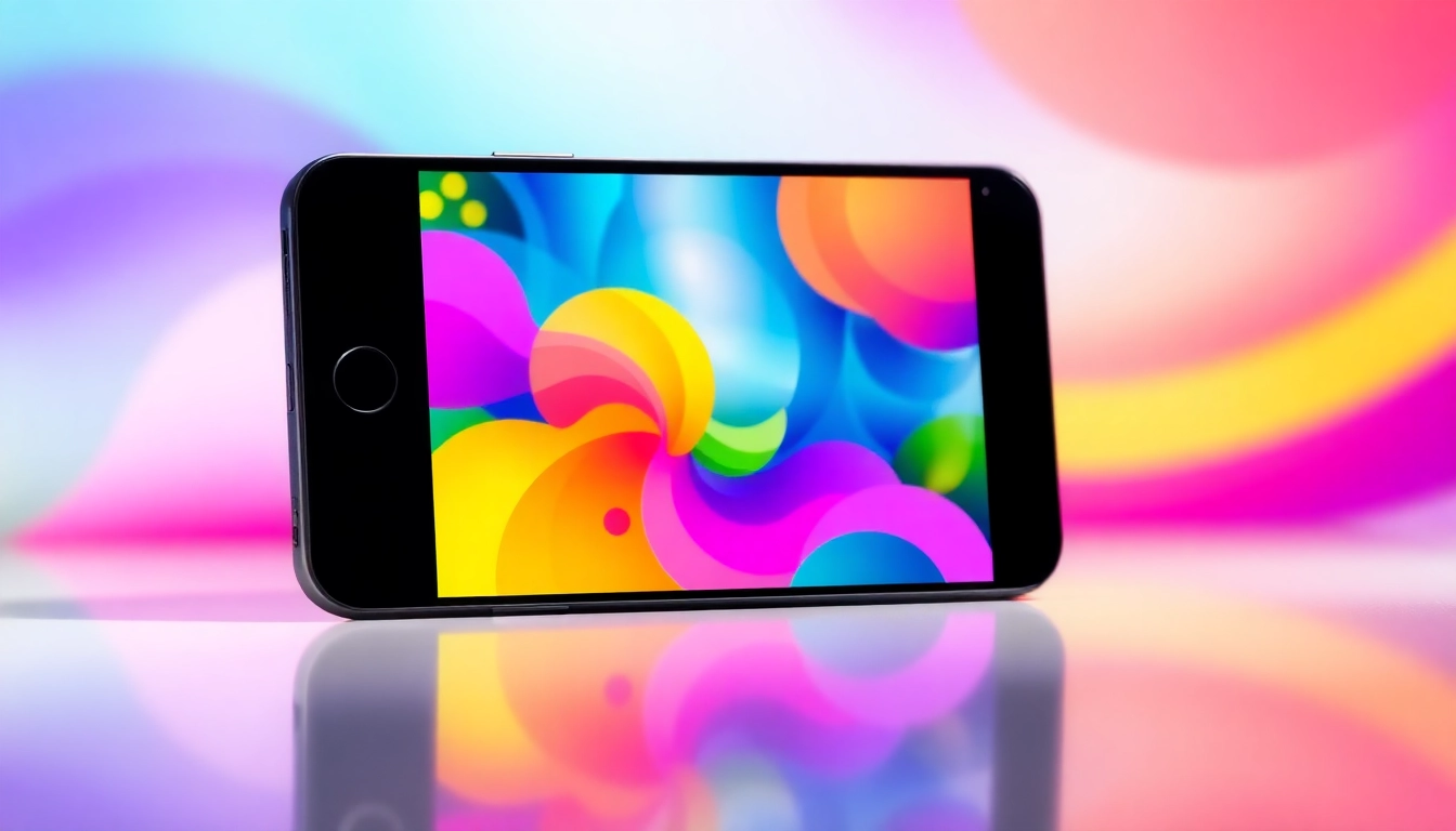 Engage with the colour prediction app showcasing vibrant patterns and a smartphone interface for immersive fun.