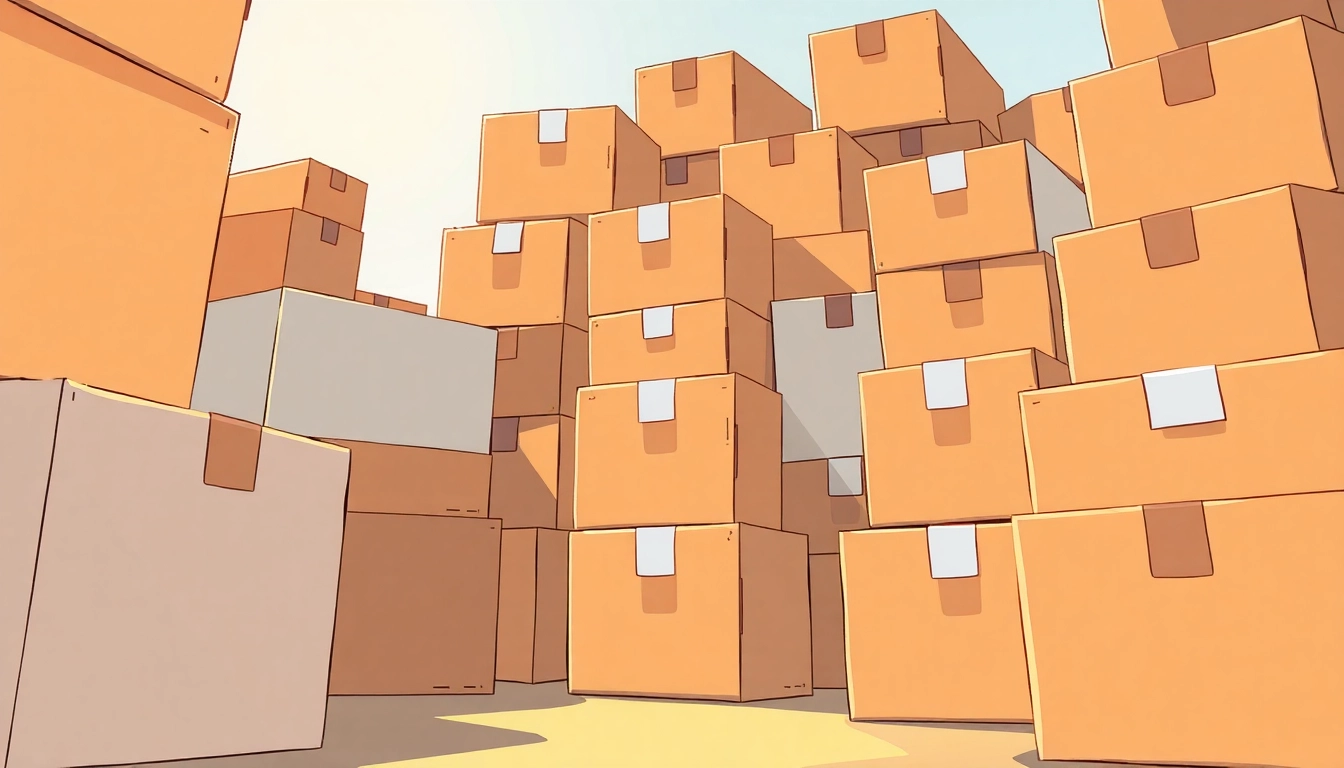 Organize your belongings efficiently with various moving boxes stacked and ready for transport.