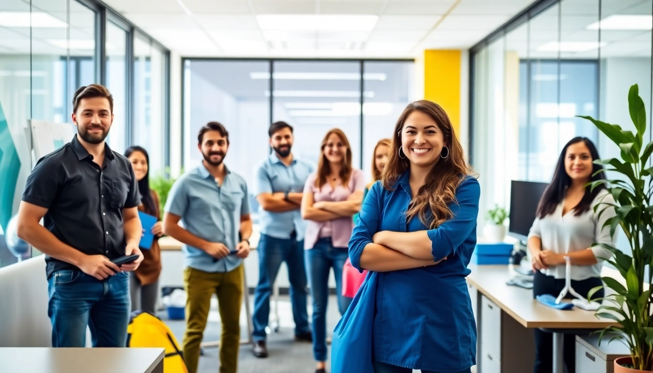 Professional team providing Jacksonville commercial cleaning services in a bright office setting, ensuring a spotless environment.