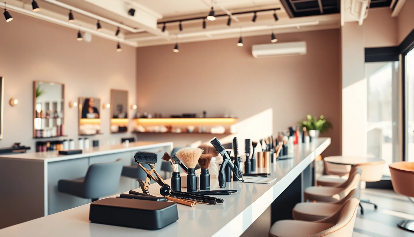 Utilize hairstyles tools for stunning looks with professional styling equipment in a modern salon.