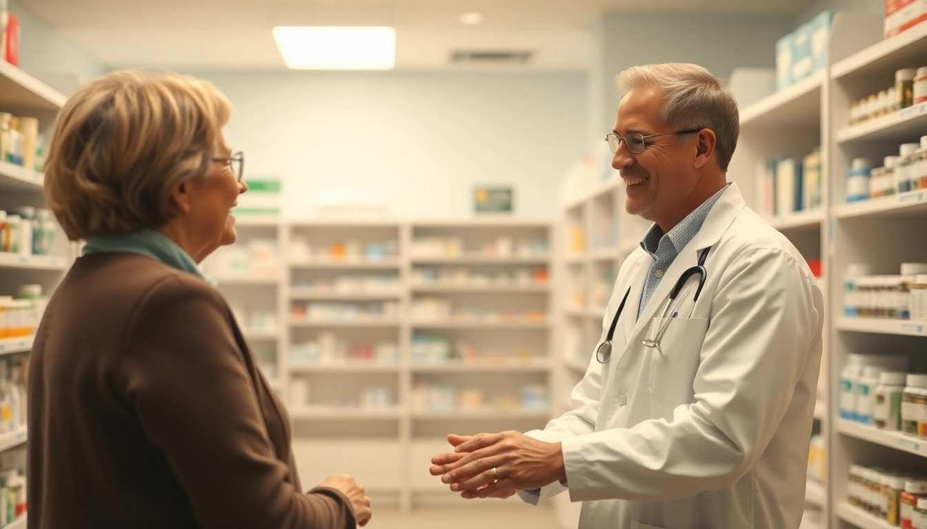 Discover the expert services of Long Term Care Pharmacy with a compassionate pharmacist assisting patients.