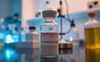 Showcase 7 hydroxymitragynine bulk in a laboratory vial, emphasizing purity and quality in a clean setting.