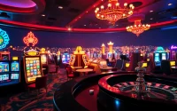 Experience the excitement at online casinos with vibrant lights and engaging gaming opportunities.