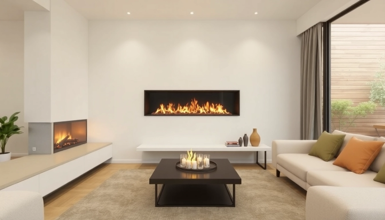 Automatic ethanol fireplace providing a warm and stylish ambiance with sleek design and refined features.
