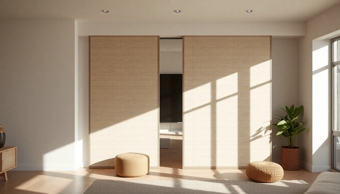 Sliding partition wall elegantly divides space, enhancing both style and functionality in modern interiors.