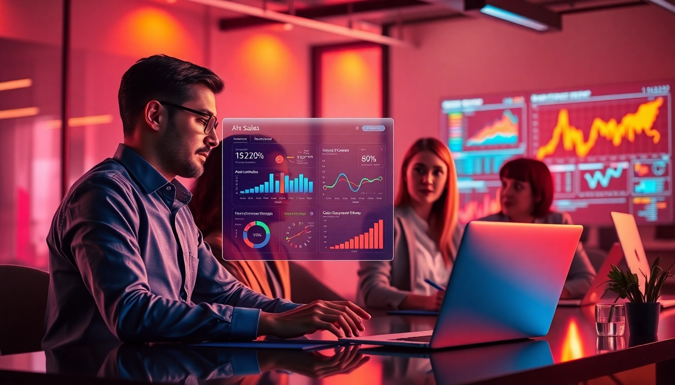 AI sales agents enhancing sales efficiency with innovative technology in a vibrant workspace.