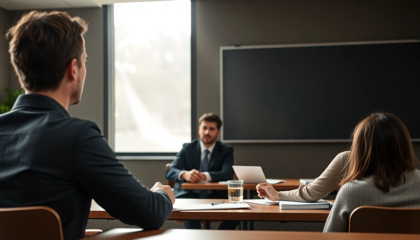 Apprenez formation anglais juridique avec un professeur dans une salle de classe dynamique.