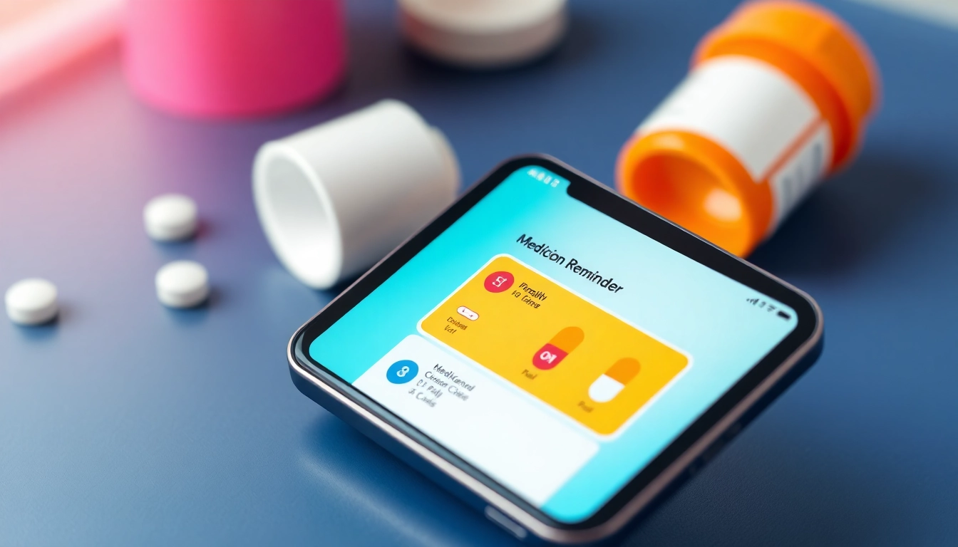 Visualize a user engaging with the Medication Reminder app for timely medication tracking and organization.