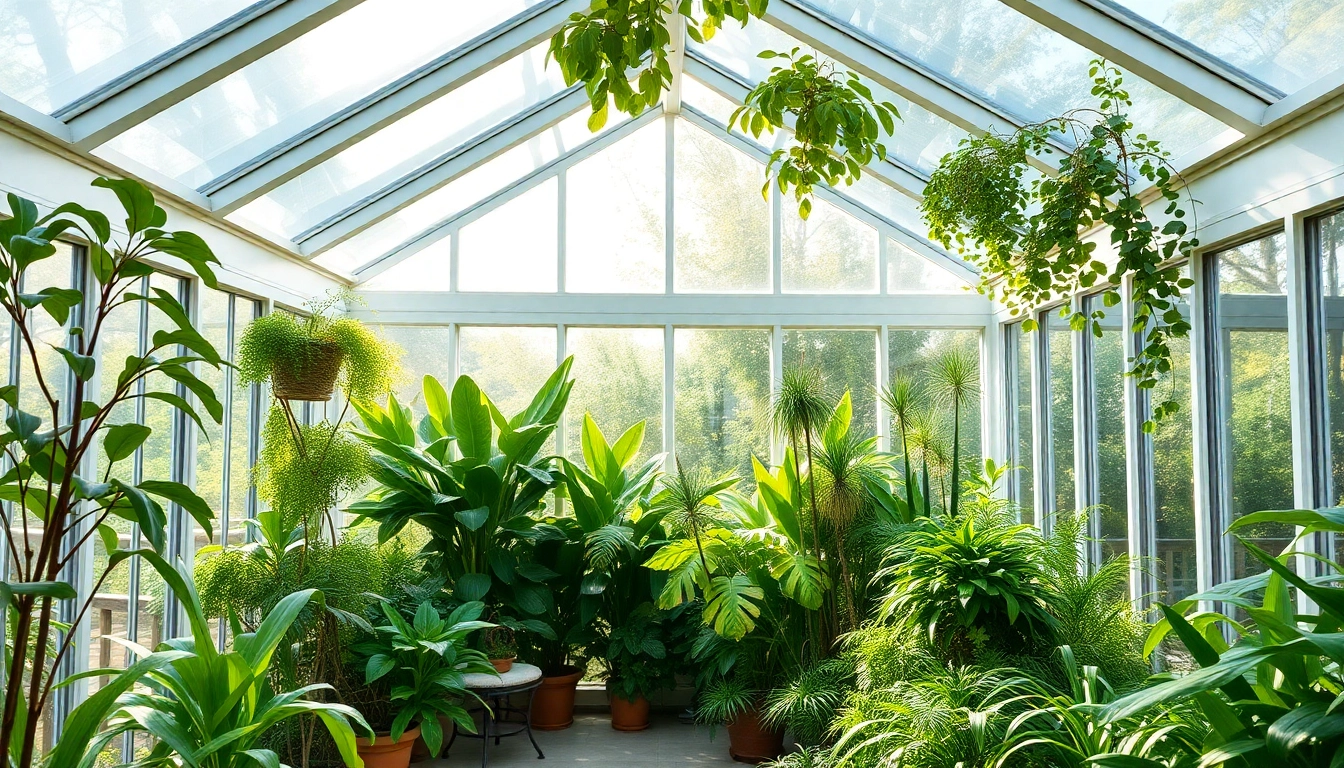 Discover the green houses featuring a stunning glass sunroom filled with vibrant plants and natural light.