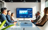 Engaging scene of an Amazon growth partner meeting, highlighting collaboration and strategy planning.