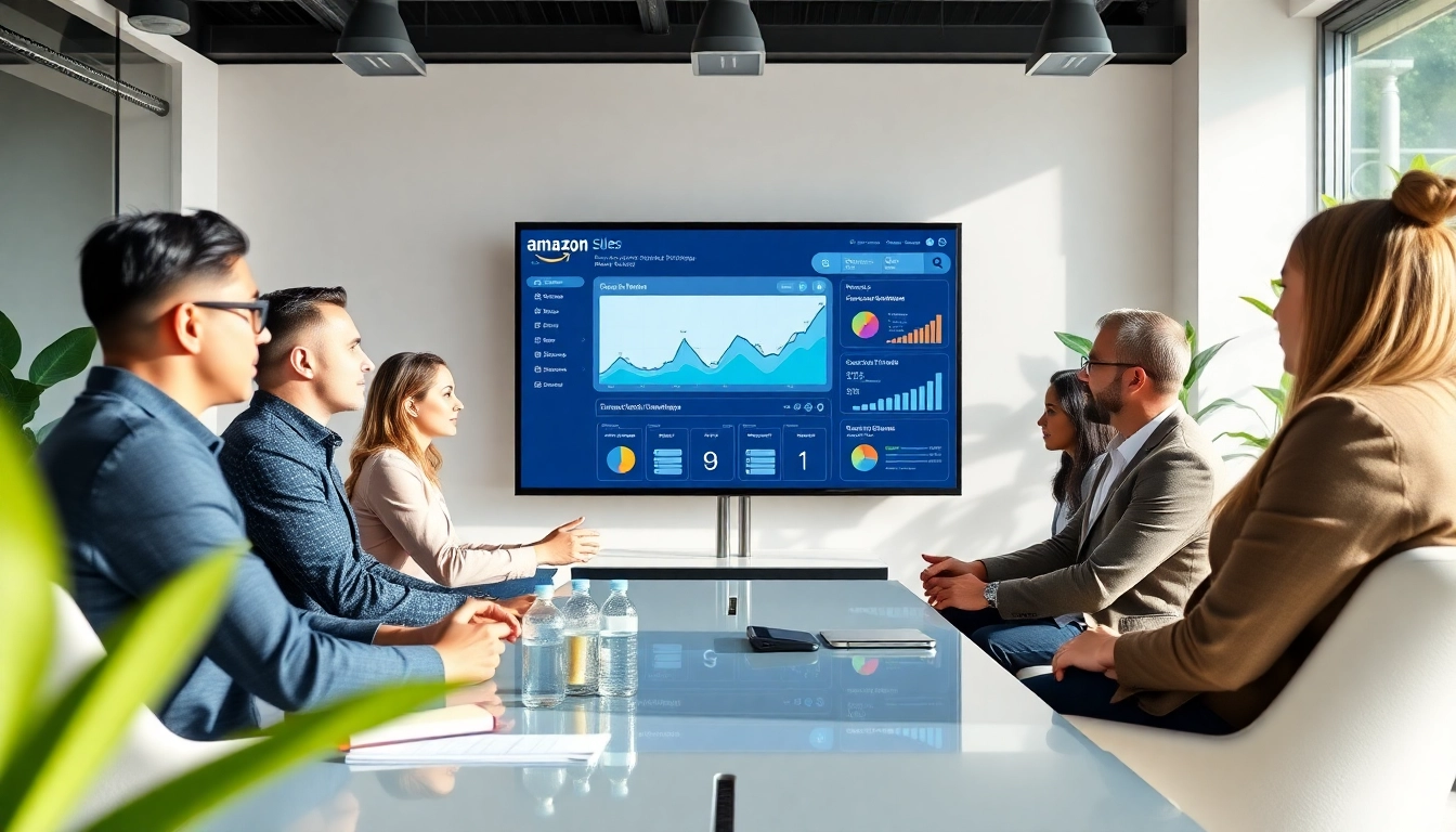 Engaging scene of an Amazon growth partner meeting, highlighting collaboration and strategy planning.