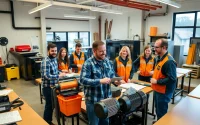 Trade school Knoxville TN students actively participate in vocational training in a bright, professional classroom.