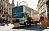London moving companies efficiently handling a relocation in a bustling urban environment.