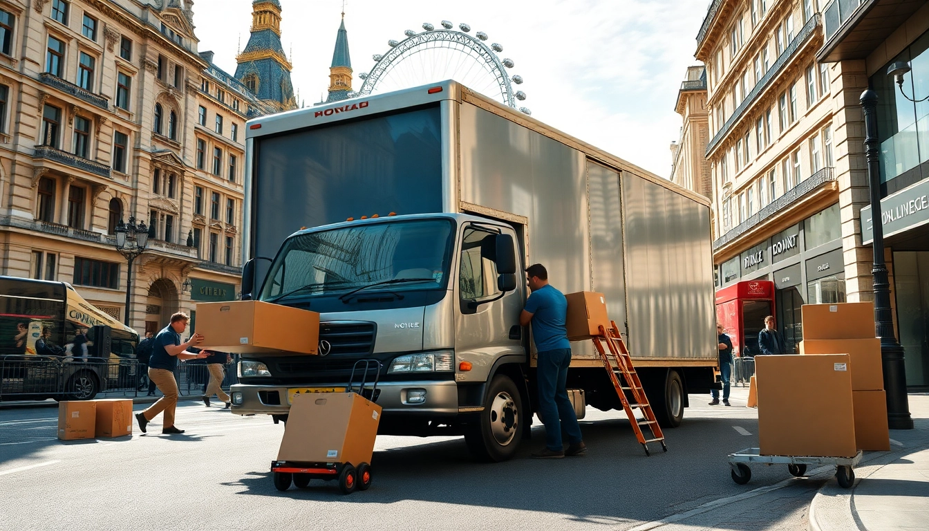 London moving companies efficiently handling a relocation in a bustling urban environment.