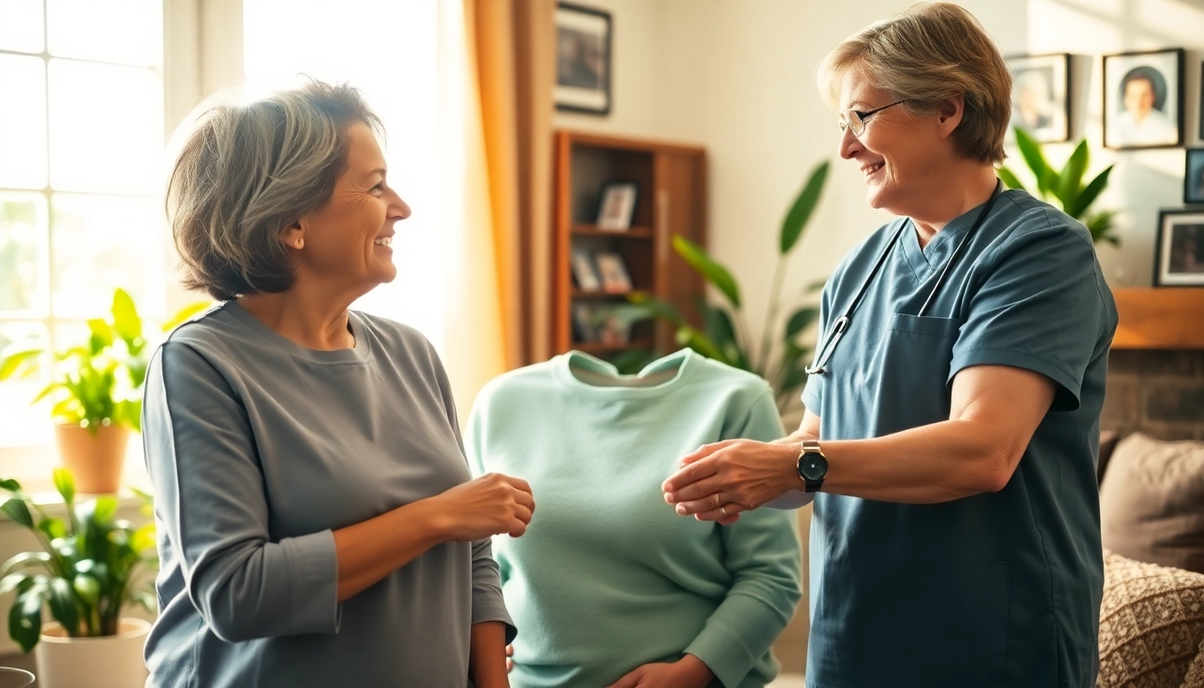 A compassionate caregiver provides personalized austin senior home care in a cozy living room, promoting comfort and connection.