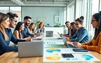 Engaging Social Media Marketing teamwork in a collaborative office environment.