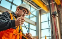 Electrician apprenticeship Hawaii program training hands-on skills with safety equipment.