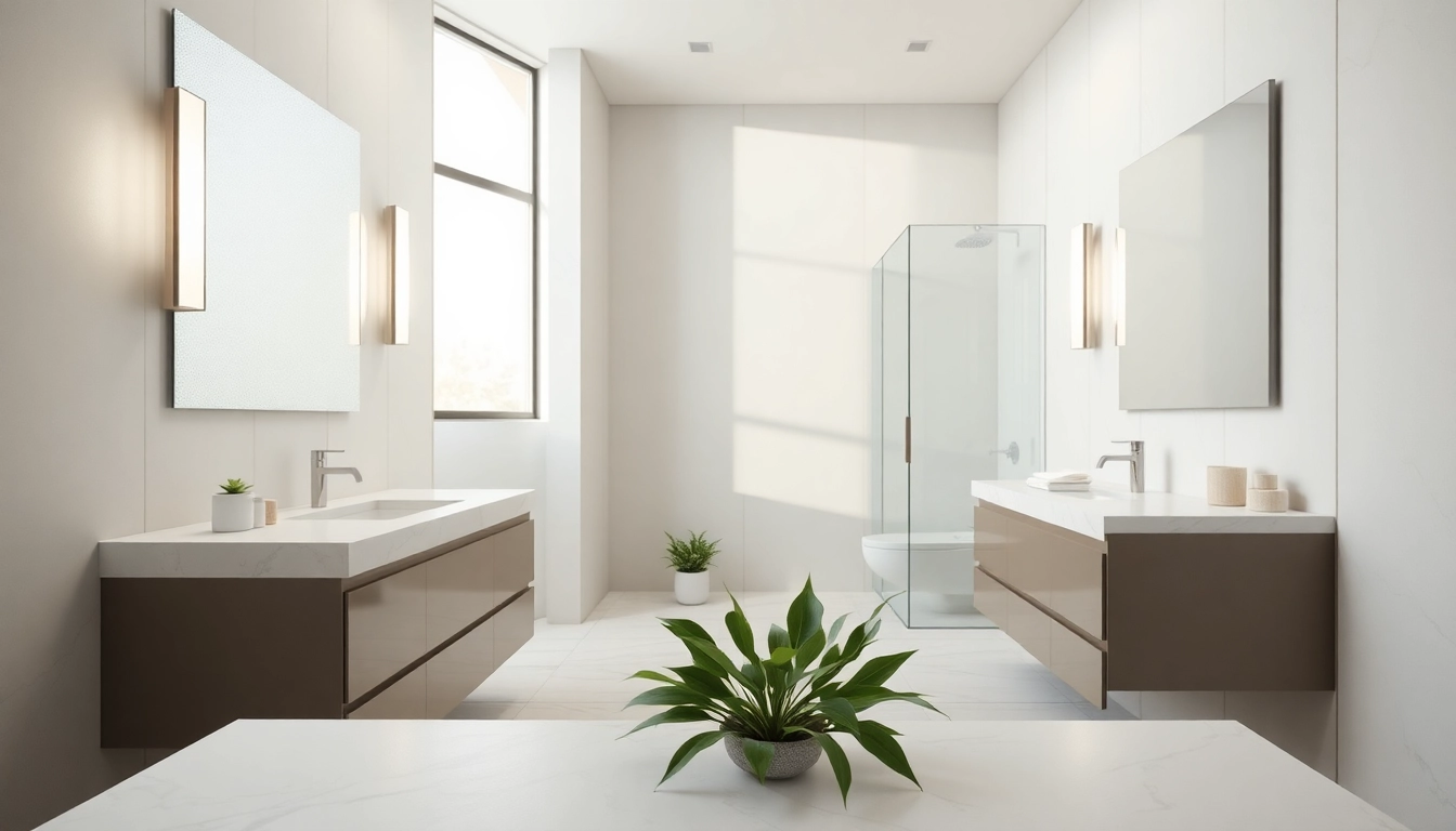 Inspire your bathroom remodels ideas with a modern, elegant bathroom showcasing sleek designs.