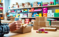 Packaging materials displayed in a professional workspace, emphasizing quality and creativity.