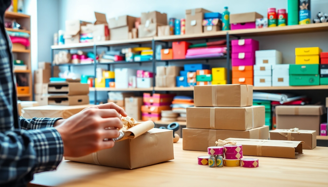 Packaging materials displayed in a professional workspace, emphasizing quality and creativity.