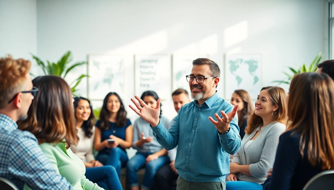 Engaging business coaching service session fostering collaboration and growth in a vibrant office.
