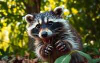 Watch a raccoon frolic in its natural habitat at www.sudswild.com, showcasing vibrant wildlife.