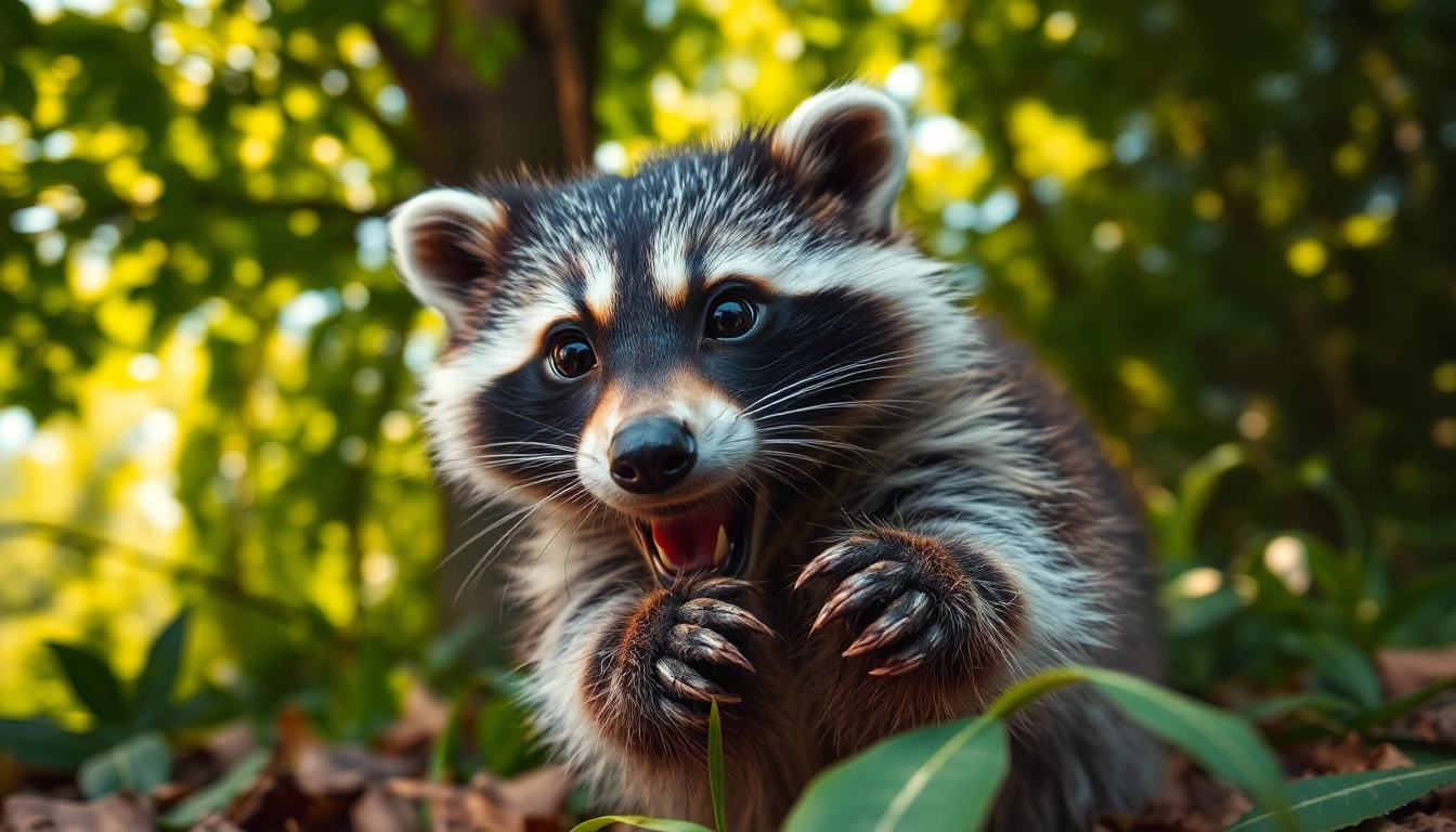 Watch a raccoon frolic in its natural habitat at www.sudswild.com, showcasing vibrant wildlife.