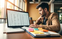 Comparing RACI Excel vs online tools in a modern workspace with a dedicated professional.