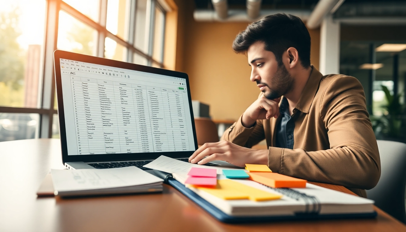 Comparing RACI Excel vs online tools in a modern workspace with a dedicated professional.