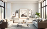 Showcasing a stunning 24x36 frame in an elegantly modern living room gallery wall.