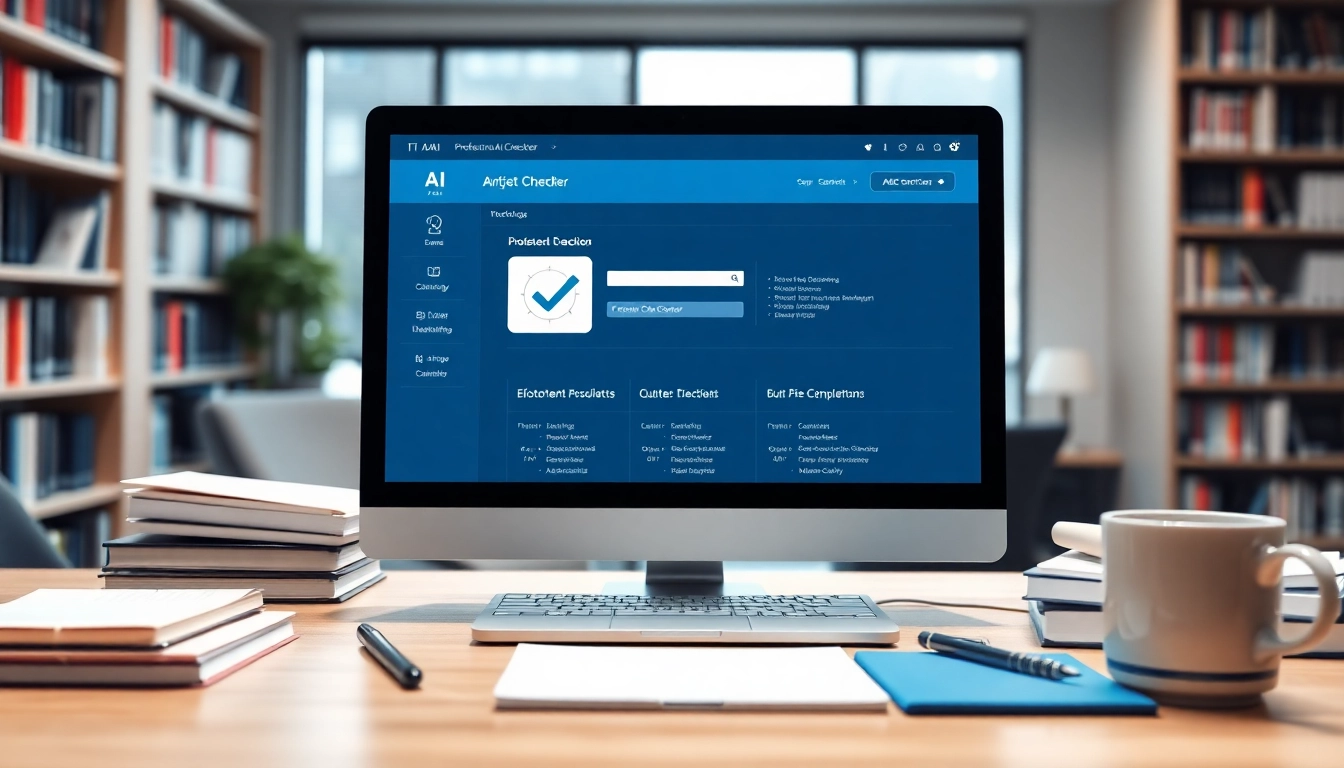 Utilize an AI checker tool on a modern workspace desktop for accurate content verification.