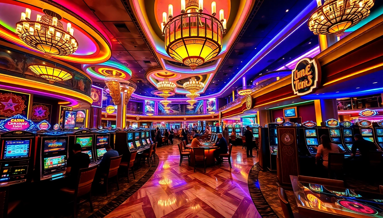 Engaging atmosphere of a casino resort, featuring vibrant gaming areas and lively guests.