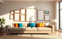 Transform your space with Large frames displaying vibrant artwork in a modern living room.