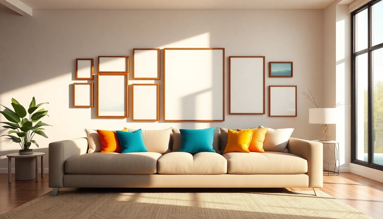 Transform your space with Large frames displaying vibrant artwork in a modern living room.