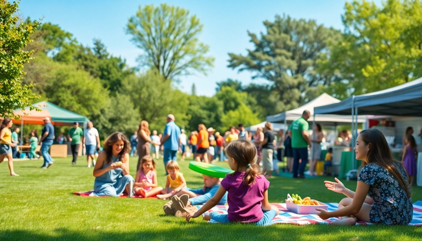 Clarksburg families enjoying community picnic activities in a vibrant park.