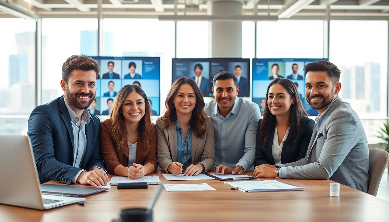 Engaged professionals at a startup recruitment agency collaborating in a modern office environment.