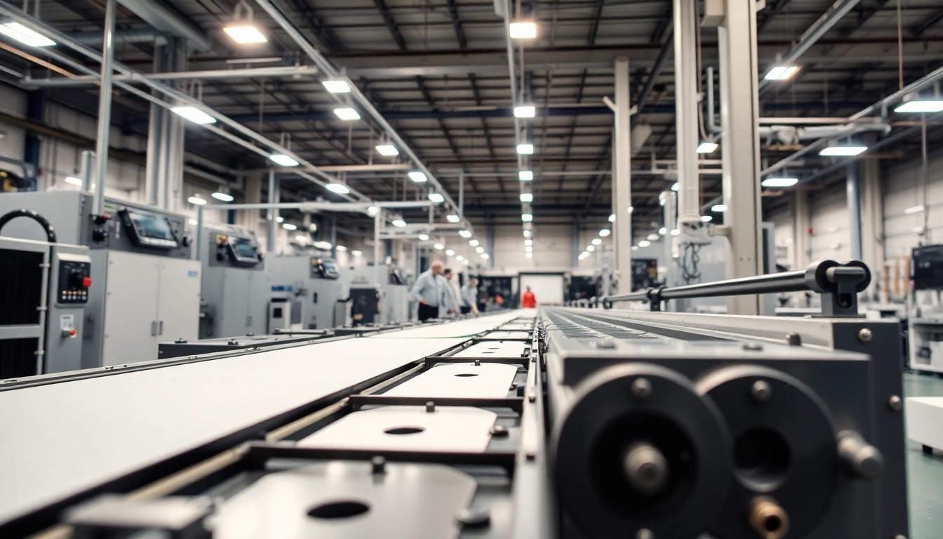 Showcasing precision die cutting process in an industrial manufacturing setting with modern machines.