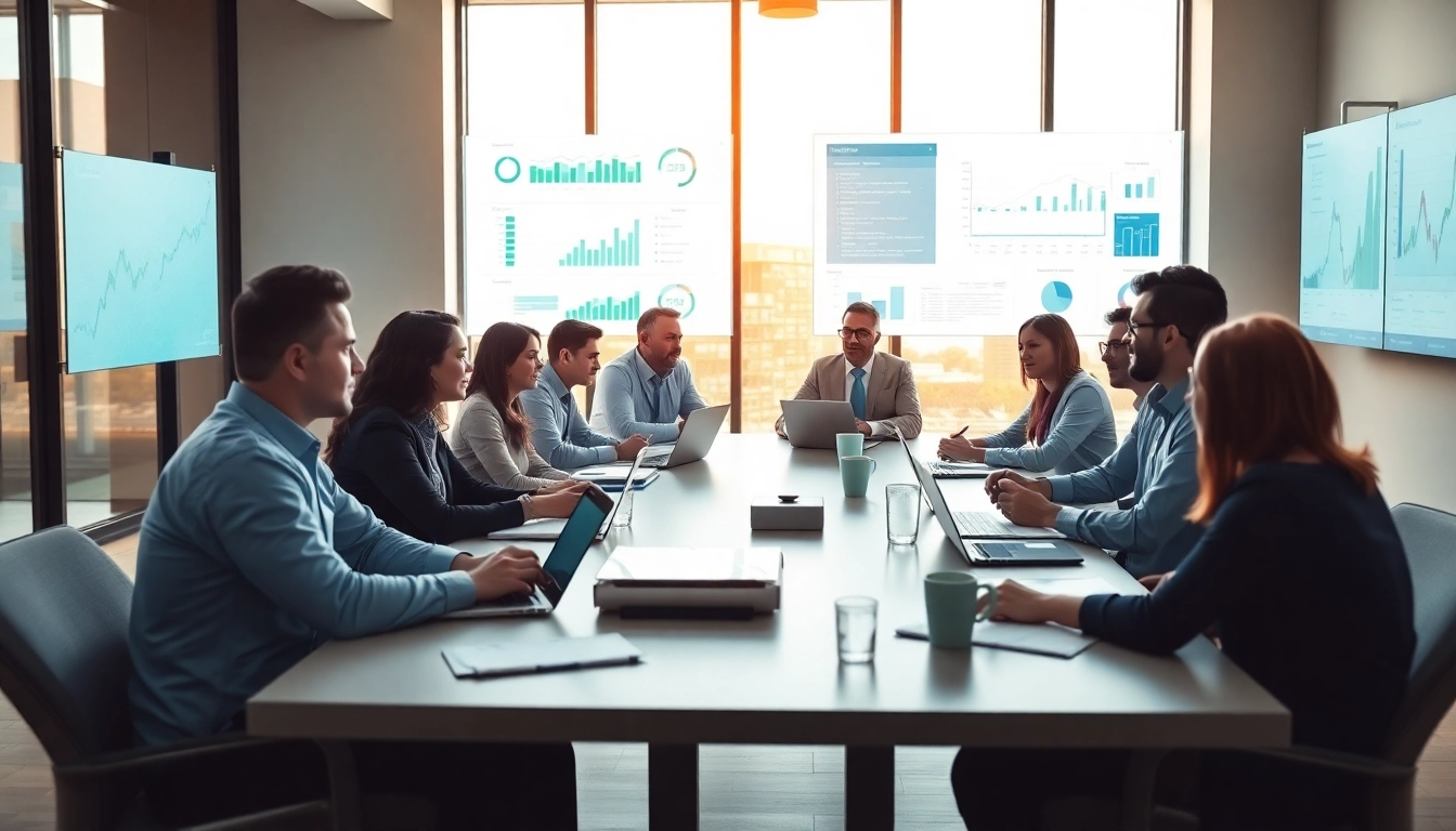 Team collaboration focused on process optimization, showcasing data and strategies in a professional setting.