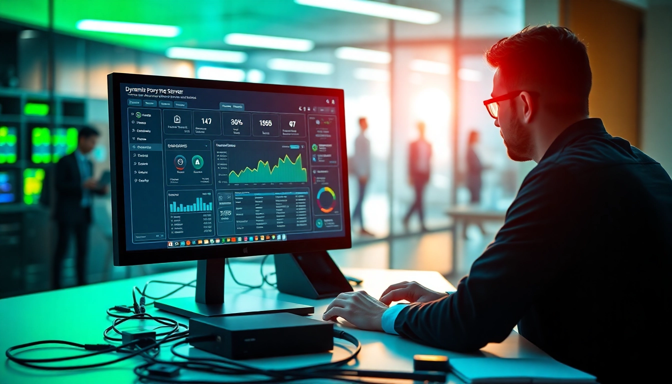 Utilizing a proxy server online with a professional dashboard interface showing real-time analytics.