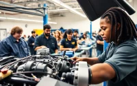Students engaging at a trade school Knoxville TN, showcasing hands-on training and collaboration.