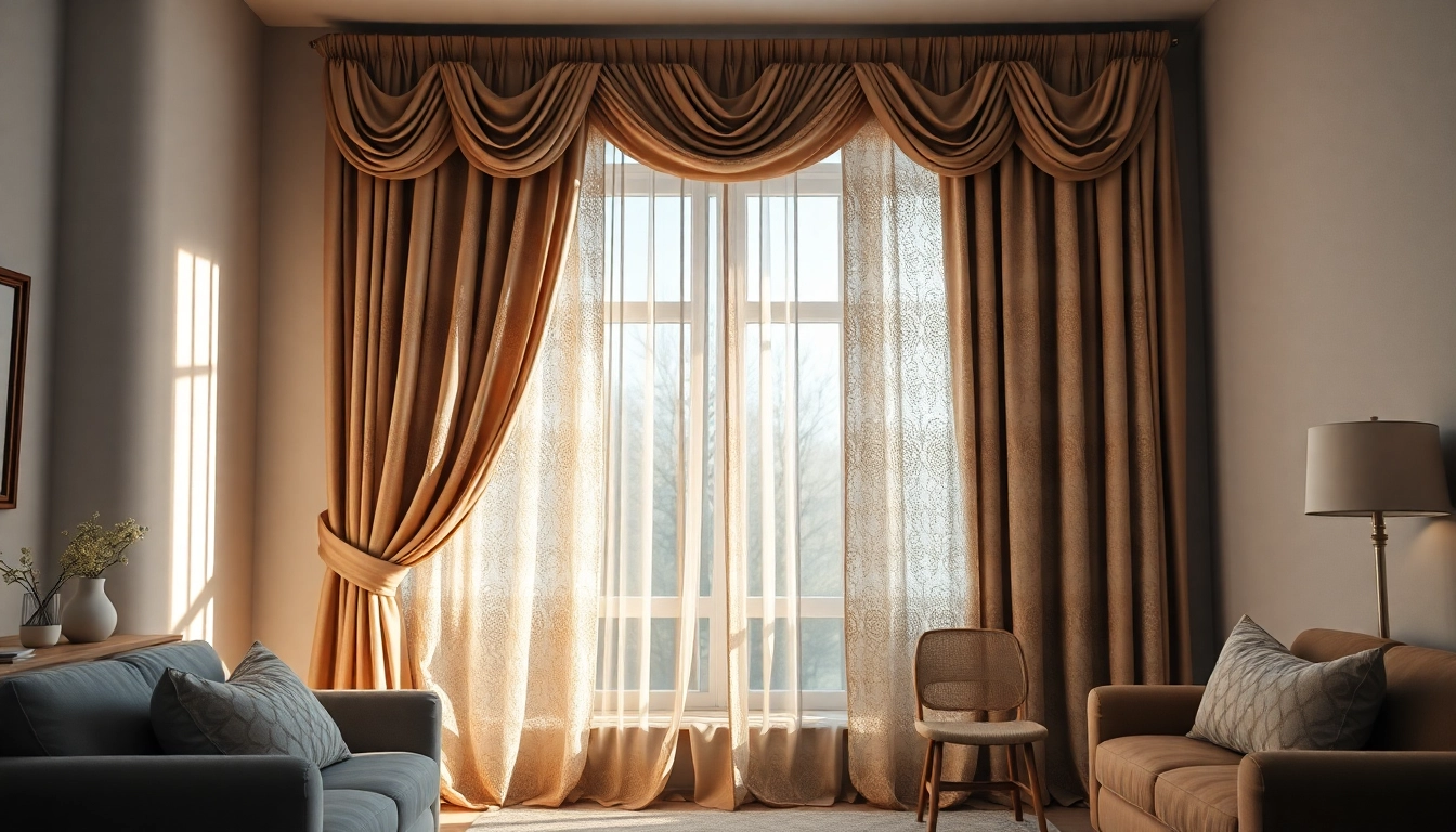 Elegant living room featuring curtains & drapes that enhance light control and privacy in a cozy atmosphere.